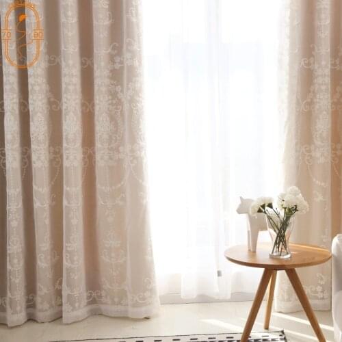 Flower Window Flower Stitching Lace Curtains for Living Room Modern Minimalist Linen Curtains for Bedroom Girls Curtain Tulle