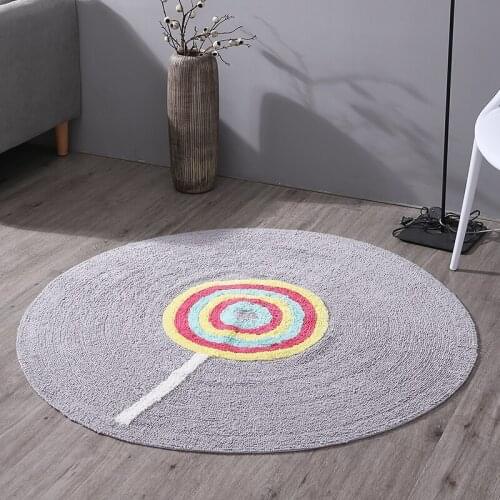 Candy Print Rug Nordic Soft Cotton Rugs Baby Rugs Pet Activity Carpet Play Mat Area Carpet Kids Bedroom Nursery Decor Pink Gray