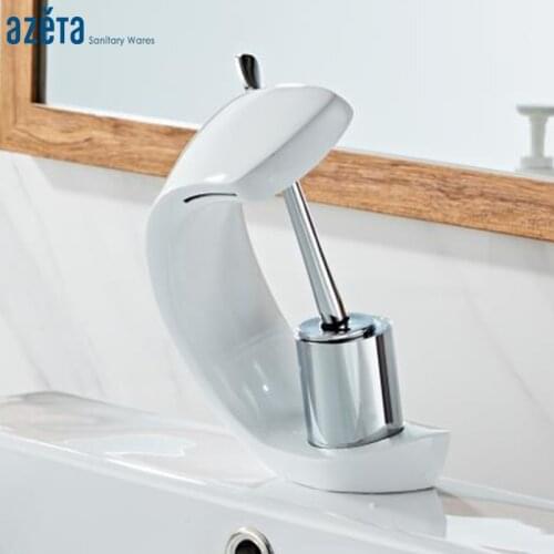 Azeta Free Shipping Bathroom Basin Faucet Modern Brass Waterfall Washbasin Mixer Tap Cold and Hot Water Basin Faucet AT7906CW