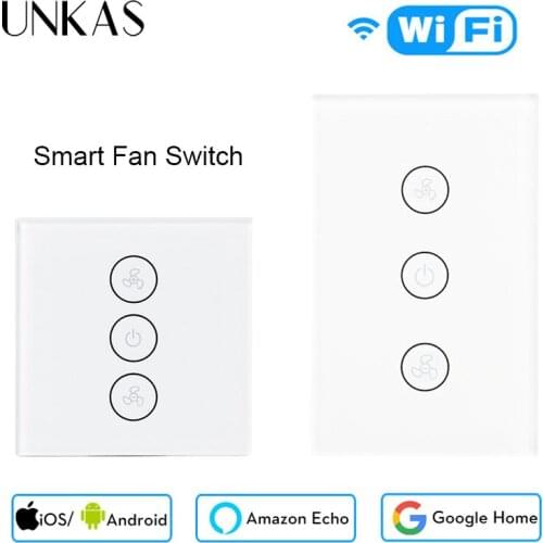 UNKAS Tuya Smart Life Compatible with Alexa and Google Home WiFi Smart Ceiling Fan Switch APP Remote Timer and Speed Control