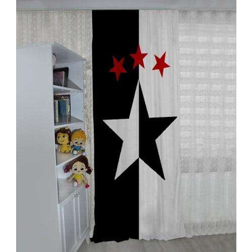 Siyah beyaz çocuk odası perdesi yıldız çocuk perdesi