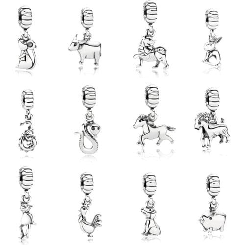 New Fashion Personality 100% 925 Silver Zodiac Animal Pendant Ornaments Original Female Jewelry Birthday Commemorative Gift