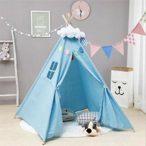 1.35m Portable Childrens Tents Tipi Play House Kids Cotton Canvas Indian Play Tent Wigwam Child Little Teepee Room Decoration
