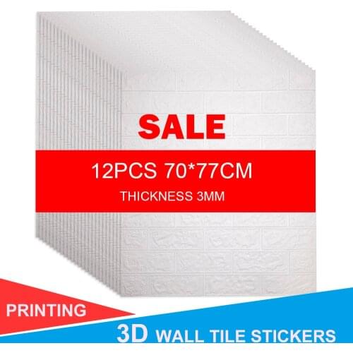 12pcs 3D Brick Wall Stickers Wallpaper Decor Foam Waterproof Wall Covering Wallpaper For Kids Living Room DIY Background