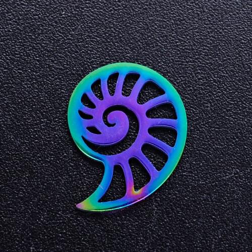 5pcs/lot 100% Stainless Steel Sea Conch diy Charms With Rainbow Plated Wholesale Never Tarnish For Earring Making