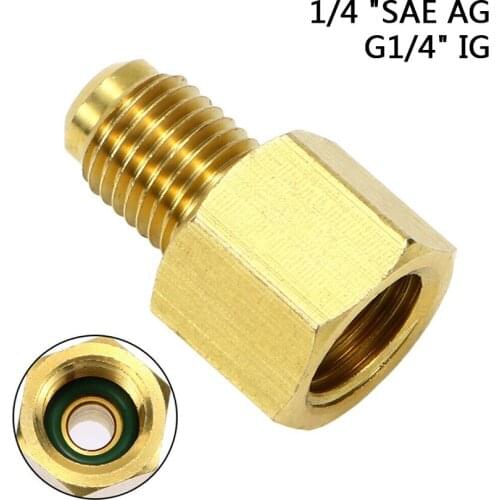 1pc Adapter 1/4 "SAE AG X G 1/4" IG For Nitrogen Pressure Reducer On Air Conditioning Hose Brass Corrosion Resistance