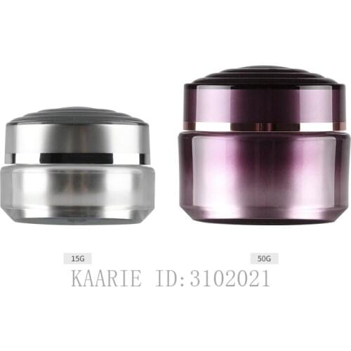 15g50g 20pcs/lot Acrylic Cosmetic Spiral Dome Cream Container,Empty Portable Gradient Purple/Silver Jar,Facial Cream Pot Package