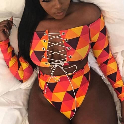 Bikini Push Up 2021 High Waist Long Sleeve Bandage Thong Swimwear Plus Size Brazilian Sexy Tankini Swimsuits 2 Pieces Sets Women