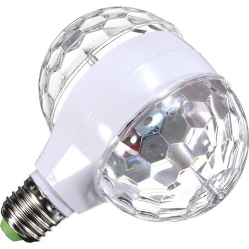 2PCS/Set E27 3W Colorful Rotating RGB LED Stage Light Xmas Party Effect Light Magic Double Balls LED KTV Bar DJ Disco Light