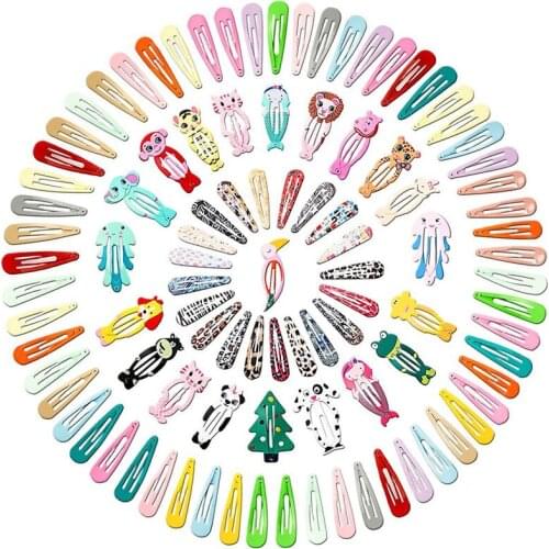 30Pcs/Lot Kids Cartoon Hair Accessories Cute Dripping Hair Clips Barrettes Print Floral Hairgrips Snap Metal Hairpins for Girls