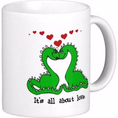 Dinosaur Valentine Love White Coffee Mugs Tea Mug Customize Gift By LVSURE Ceramic Mug Travel Coffee Mugs