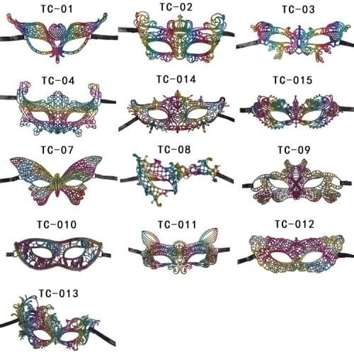 Women Carnival Halloween Colorful Mask Female Lace Eye Mask