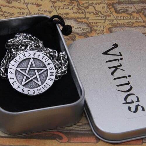 Dropshiping new arrival stainless steel Viking Star rune pendant necklace men gift