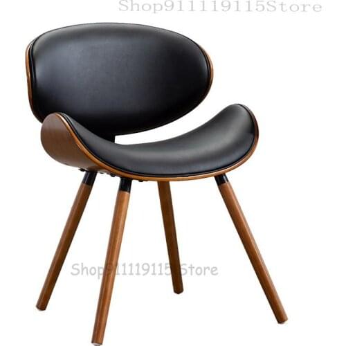 European Light Luxury Dining Table And Chair Combination Household Solid Wood Small Family Chair Stool Modern Simple Back