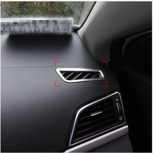 HOT 2PCS For Hyundai Elantra 2016 2017 CHROME DASHBOARD AIR VENT TRIM COVER BEZEL GARNISH FRONT INSERT FRAME OUTLET RING