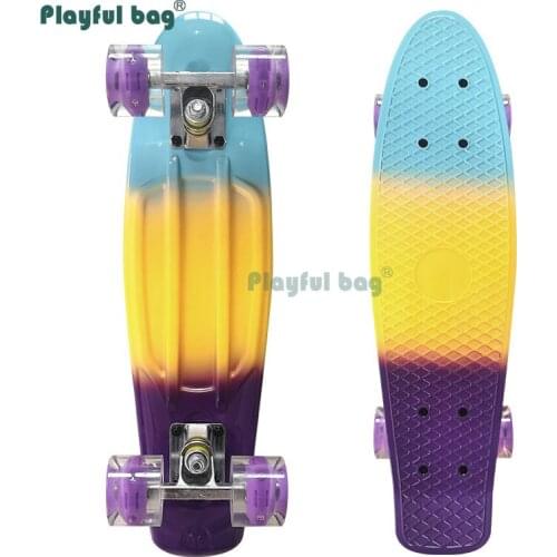 Playful Bag Creative 3 Color Gradient Skateboard Outdoor Adult 4 flash wheels skateboard Durable PP Children skate board AMA55