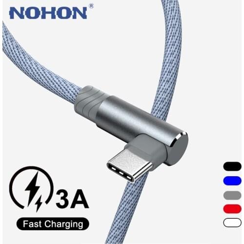 USB C Cable 90 Degree Fast Charge USB Type C Cable For Samsung S20 A51 Huawei P30 Xiaomi mi 10 Mobile Phone USB-C Data Cord Wire