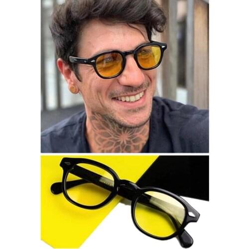 Quality Johnny Depp Gradient Tinted Sunglasses UV400 49 46 44 Unisex Retro-Vintage Round Italy Acetates Goggles for Prescription