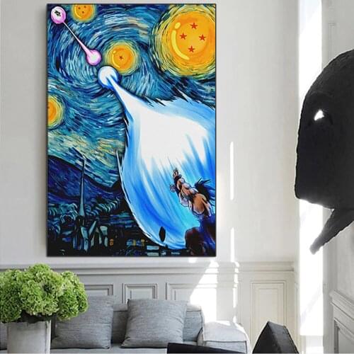 Canvas painting art Van Gogh famous paintings and anime characters wall art posters childrens room Nordic style home decoration