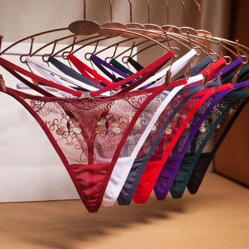 Lace Floral Transparent Panties Sexy Embroidered Floral Lingerie Thongs low waist Exotic Women Underwear Perspective G string