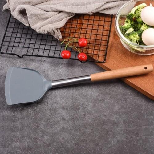 Kitchen silicone spatula wooden handle cooking shovel non-stick cookware wooden handle silicone shovel cooking spoon kitchenware