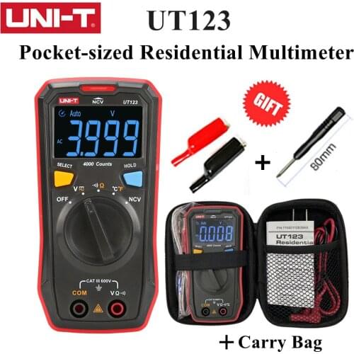 UNI-T UT123 Auto Range Mini Digital Multimeter Temperature Tester NVC Measurement ACDC Voltmeter Voltage Ampere Ohm Meter