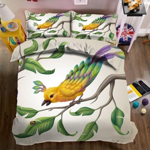 3d birds print queen king double size bedding set of duvet cover bed sheet pillow cases 4pcs