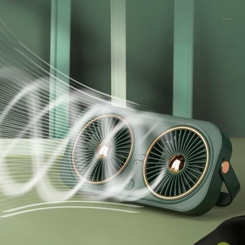 Double Head Wireless Desk Fan Portable Handheld Fan Super Quiet 3 Speeds Adjustable Mini Desktop Fan for Home Office