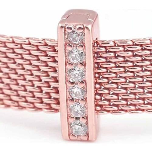 Original Rose Gold Reflexions Timeless Sparkle Clip Beads Fit 925 Sterling Silver Bead Charm Bracelet Bangle Diy Jewelry