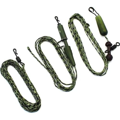 2Pcs Handmade Leadcore Carp Fishing Braided Line Wire 1M 45LB Hooks Links Lead Clips Ready Tied Carp Rigs End Tackle Accessories