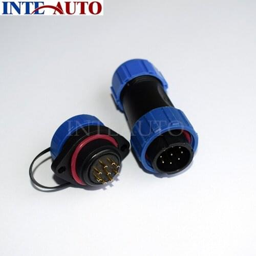 Connector, watertight LED cable connector, IP68 Industrial Power Panel mount male female plug socket,9 pins