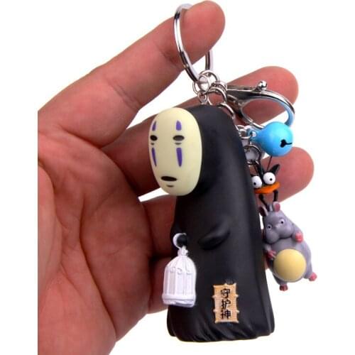 No Face Man Figures Keychain Hayao Miyazaki Cartoon Characters Cute Mouse Fly Doll Key chain Bag Decoration 12pcs/lot wholesale