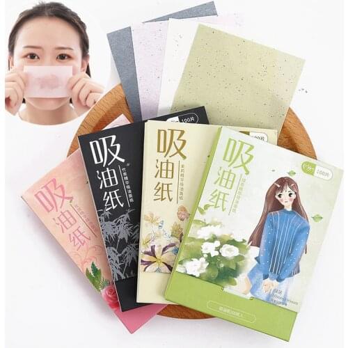 100Pcs/Box Protable Facial Absorbent Paper Oil Control Wipes Green Tea Bamboo Charcoal Sheet Oily Face Blotting Matting Tissue