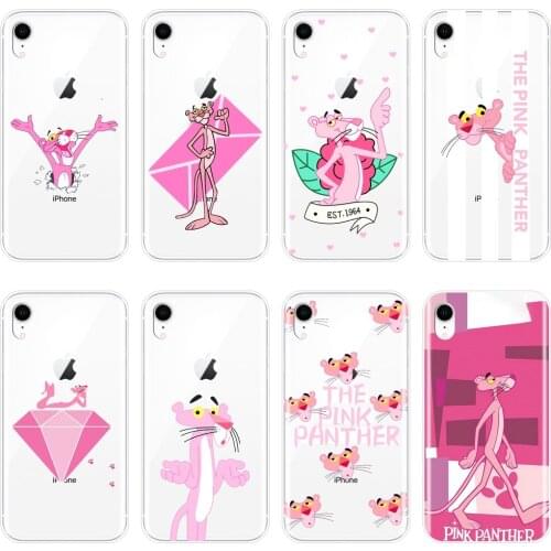 Pink Panther Cute Kawaii Phone Case For iPhone X XR XS MAX 8 7 6S 6 S Silicone Soft Back Cover For Apple iPhone 8 7 6S 6 S Plus