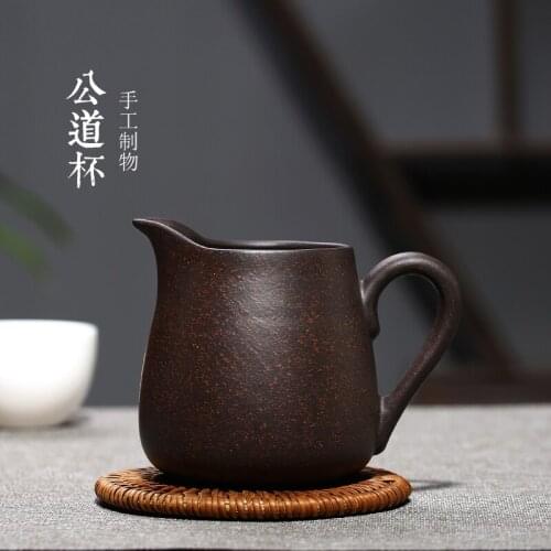★yixing purple sand cup kung fu tea accessories dahongpao tea tea sea points, undressed ore black gold sand fair mug
