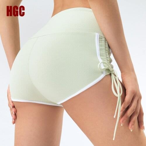 Drawstring Womens Summer Sports Shorts High Waist Running Fitness Biker Leggings Two Side Sexy Butt Lift Yoga bottoms HGC
