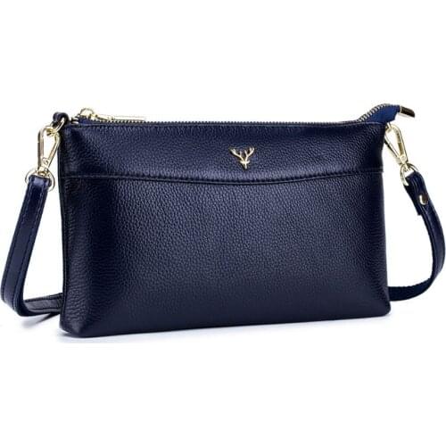 Genuine leather Womens Wallet with Strap 2019 New Fashion Should Bag Long Purse Women Clutch Black Dark Blue Red Wallet Handbag