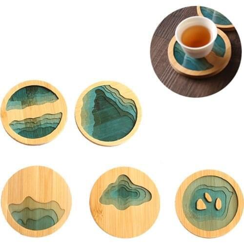 120 PCS Bamboo Coasters Round Creative Cup Mat Waterproof Insulation Tea Coffee Pad Table Decor Kitchen Supplies Wholesale K1