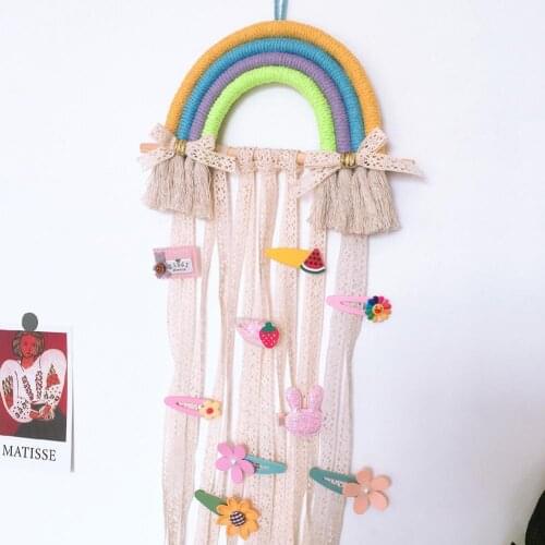 2021 New Style Cute Rainbow Hairpin Hair Clip Holder Storage Organizer Girl Room Hanging Ornament Decoration Crafts 2021