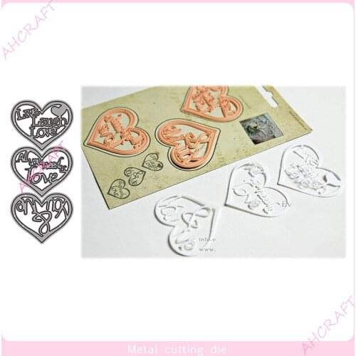 3 pieces of love Metal Cutting Dies for DIY Scrapbooking Photo Album Decorative Embossing PaperCard Crafts Die2020