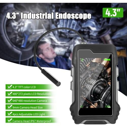 4.3" Industrial Endoscope with 2.7" Soft Pipe Probe Inspection Camera for Vehicle/Air Conditioner/Pipeline Repairing IP67