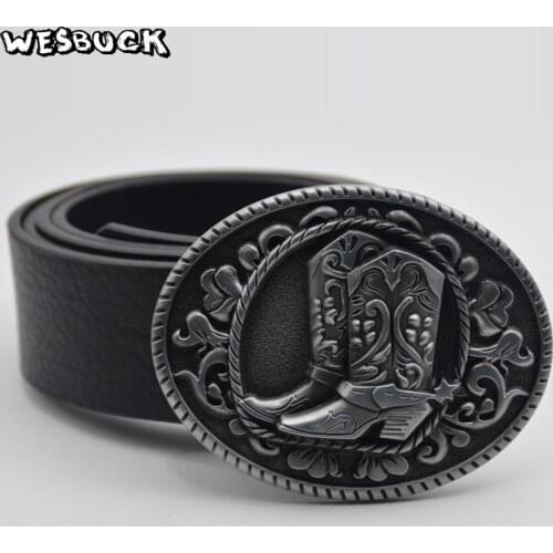 5 PCS MOQ WesBuck Brand Cowboy Boots Metal Belt Buckles for Man Unisex Western Buckles Woman Cowgirl Cool Buckle With PU Belt