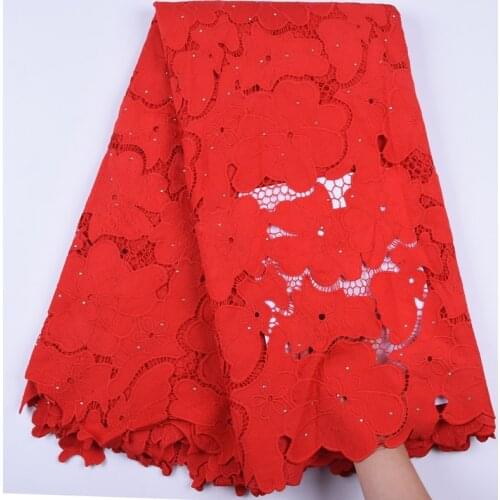 Hot Style African Guipure Cord Lace Fabric Pure White Nigerian Network Cord Lace Fabric With Stone For Wedding Every Dress F1696