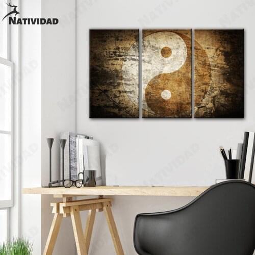Home Decoration Accessories Chinese Yin Yang Tai Chi Gossip Picture Print Poster Retro Art Canvas Painting Wall Decoration Art