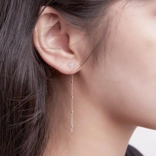 24 Kinds Asymmetric Shiny Star Crystal Long Chain 12 Constellation Dangle Earrings Rose Golden Silver Plated Drop Earrings Women