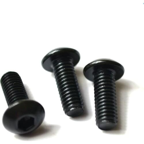 10PCS M6 Black 10.9 Button Head Hex Socket Screw Round Head Bolts Mushroom Head Bolt M6*8/10/12/16/20/25/30/40/50/70mm