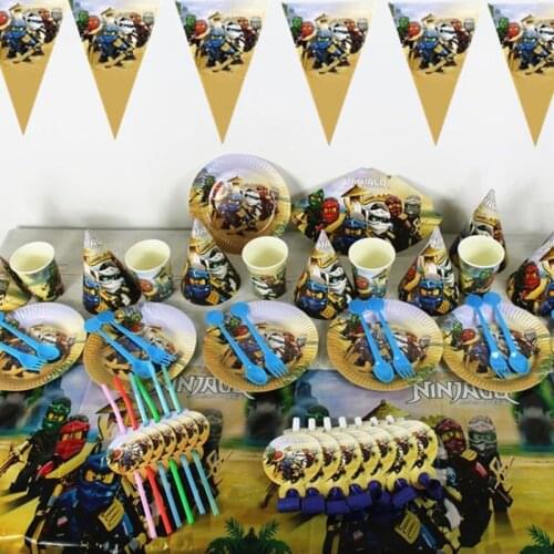 Legoing Ninjagoing Theme Party Decoration Paper Cup Plate Hat Tablecloth Mask Baby Shower Balloons Kids Birthday Party Supplies