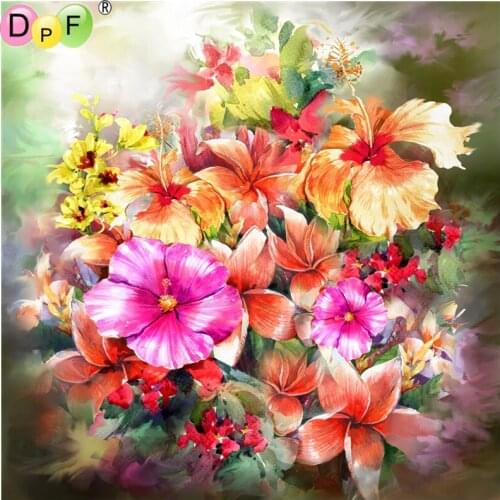 DPF Diamond Embroidery color flower Diamond Painting Cross Stitch Full Square 3D Diamond Mosaic kits rhinestone home decor