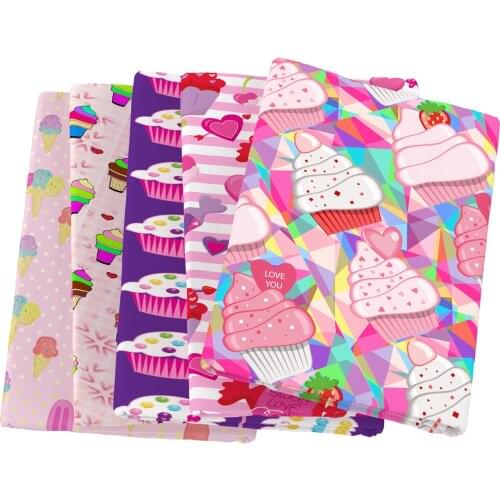 Candy Cupcake Food Polyester Cotton Fabric Patchwork Sewing Quilting Needlework Material DIY Tissue Kids Handmade Cloth,1Yc13753