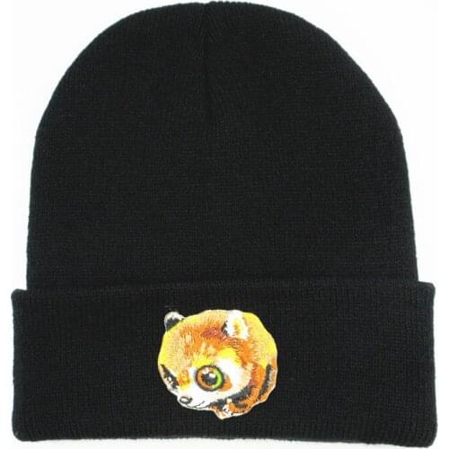 LDSLYJR Cotton coon animal embroidery Thicken knitted hat winter warm hat Skullies cap beanie hat for men and women 374